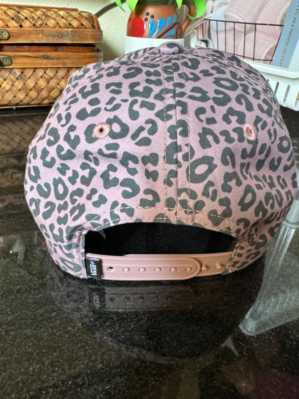 Vans Pinkish Purple Leopard Print Cap with Black Spot Pattern - Picture 3 of 3